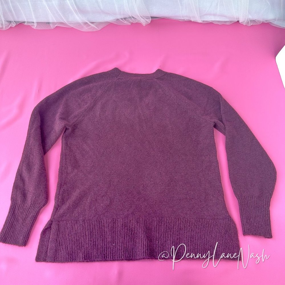 NWT Loft Relaxed V-Neck Wool Blend Sweater Purple - Picture 7 of 10